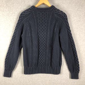 LL Bean Signature Cotton Fisherman's Sweater Chunky Knit Size Large